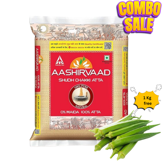 Aashirvaad Atta 10 Kg & 1 Kg Bhindi