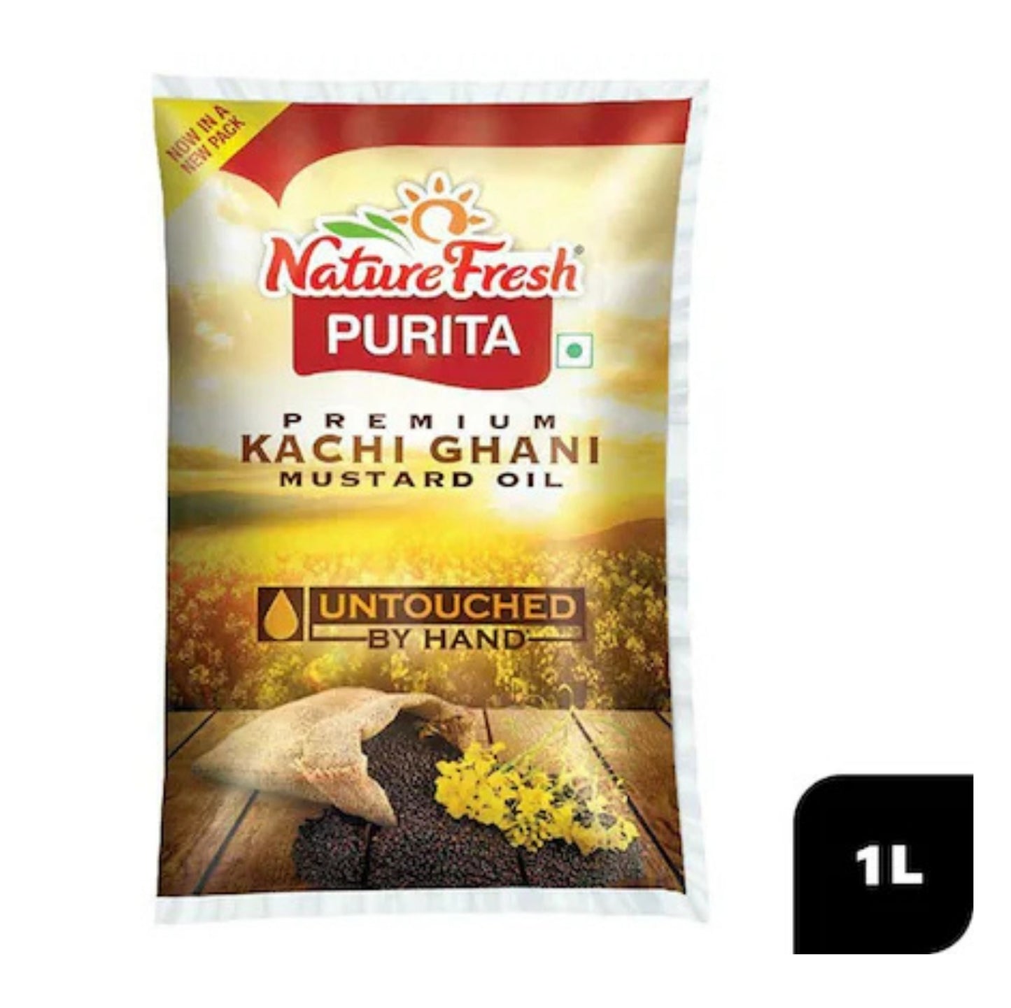 Nature Fresh Purita Kachi Ghani Mustard Oil 1 L (Pouch)
