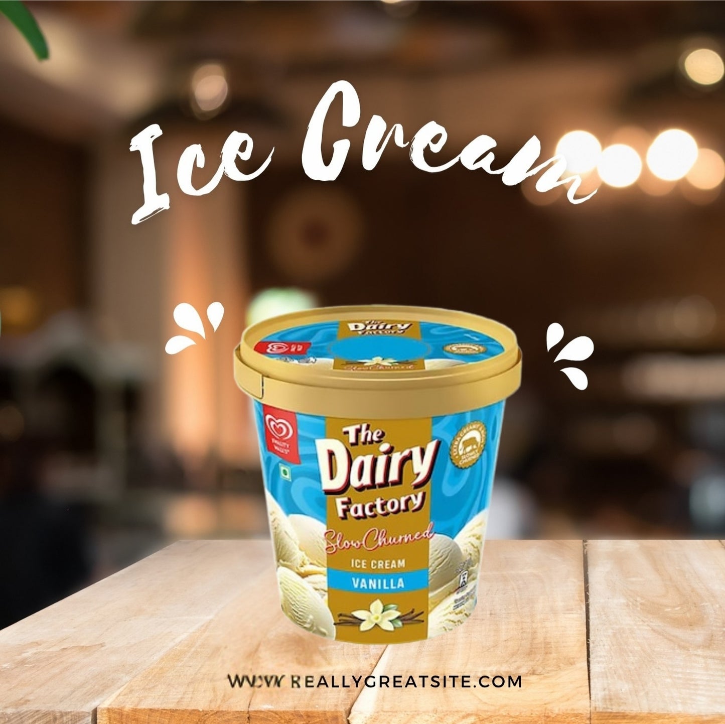 Kwality Wall's The Dairy Factory Slow Churned Vanilla Ice Cream Tub 700 ml