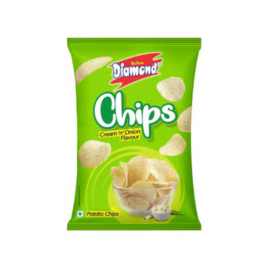 Yellow Diamond Cream N Onion Potato Chips [80 gm]