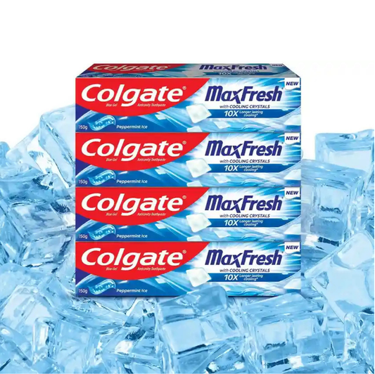 Colgate MaxFresh Toothpaste, Blue Gel Paste with Menthol - Peppermint Ice (Combo Pack) Toothpaste 600 g, Pack of 4 [1 Box]