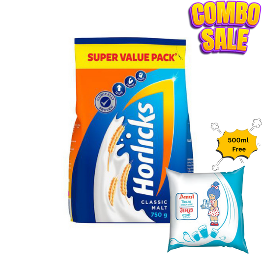 Horlicks 750gm Pouch & Milk 500gm
