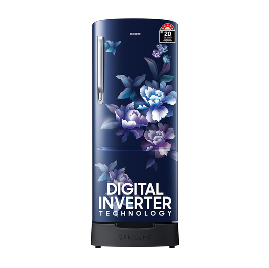 Samsung 183 L, 5 Star, Digital Inverter, Direct-Cool Single Door Refrigerator (RR20D2825HV/NL, Himalaya Poppy Blue, Base Stand Drawer)