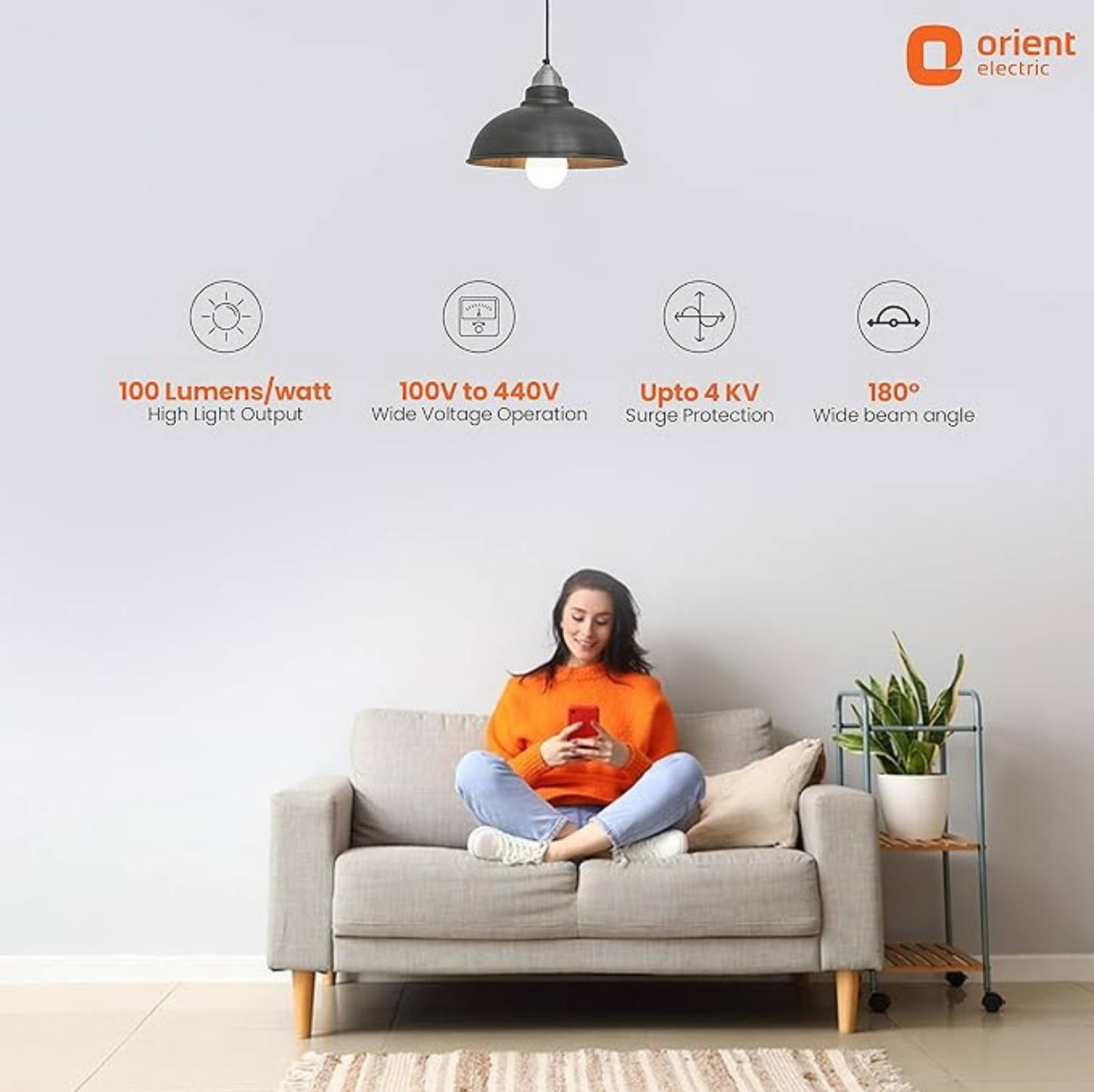 Orient Electric 12W High Glow LED bulb With [SIX MONTH WARRANTY]| 180-degree wide beam angle| Voltage surge protection up to 4 kV| 6500K, Cool White| B22d base| Made in India| Pack of 2