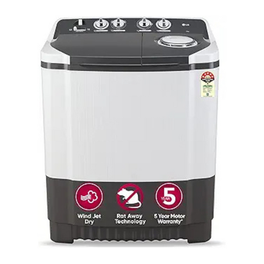 LG 7 Kg 5 Star Wind Jet Dry Semi-Automatic Top Loading Washing Machine (P7020NGAZ, Dark Gray, Rat Away Feature)