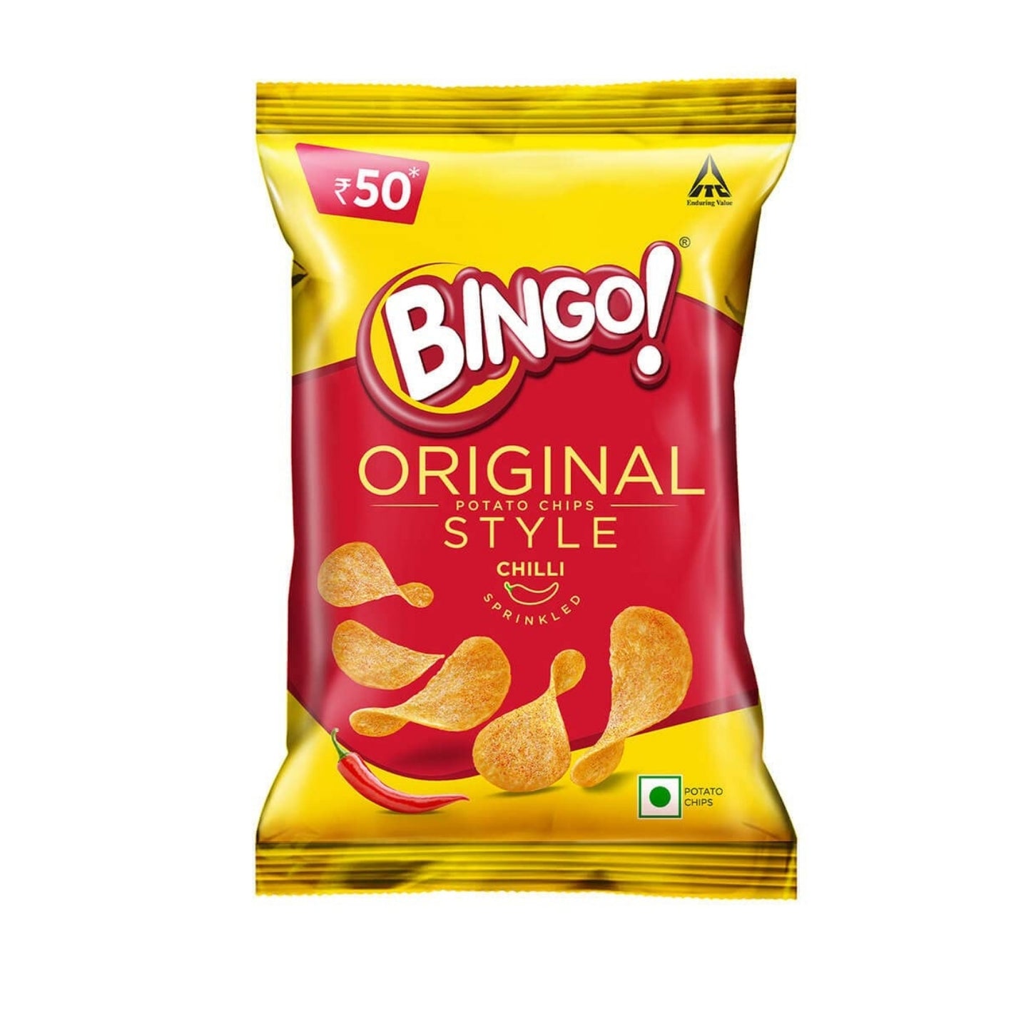 Bingo! Original Style Chilli Sprinkled - Flat Cut Spicy Potato Chips Pack for - 85 g