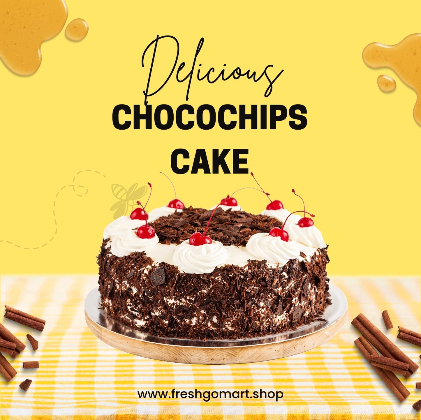 Birthday Chocochips Black Forest Cake ( 2.5 Pound's ) (Egg less)